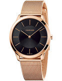 Buy Shop Calvin Klein Minimal Black Dial Rose Gold Mesh Bracelet Watch for Men - K3M2162Y USA Online