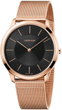 Buy Shop Calvin Klein Minimal Black Dial Rose Gold Mesh Bracelet Watch for Men - K3M2162Y USA Online