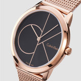 Buy Shop Calvin Klein Minimal Black Dial Rose Gold Mesh Bracelet Watch for Men - K3M22621 USA Online
