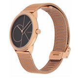 Buy Shop Calvin Klein Minimal Black Dial Rose Gold Mesh Bracelet Watch for Men - K3M22621 USA Online