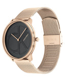 Buy Shop Calvin Klein Minimal Black Dial Rose Gold Mesh Bracelet Watch for Men - K3M22621 USA Online