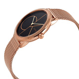 Buy Shop Calvin Klein Minimal Black Dial Rose Gold Mesh Bracelet Watch for Men - K3M22621 USA Online