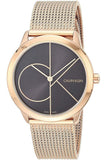 Buy Shop Calvin Klein Minimal Black Dial Rose Gold Mesh Bracelet Watch for Men - K3M22621 USA Online