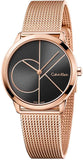 Buy Shop Calvin Klein Minimal Black Dial Rose Gold Mesh Bracelet Watch for Men - K3M22621 USA Online