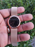 Buy Shop Calvin Klein Minimal Black Dial Rose Gold Mesh Bracelet Watch for Women - K3M2262Y USA Online