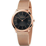 Buy Shop Calvin Klein Minimal Black Dial Rose Gold Mesh Bracelet Watch for Women - K3M2262Y USA Online