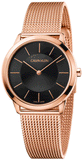 Buy Shop Calvin Klein Minimal Black Dial Rose Gold Mesh Bracelet Watch for Women - K3M2262Y USA Online