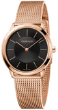 Buy Shop Calvin Klein Minimal Black Dial Rose Gold Mesh Bracelet Watch for Women - K3M2262Y USA Online