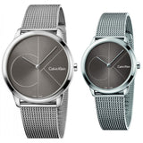 Buy Shop Calvin Klein Minimal Black Dial Silver Mesh Bracelet Watch for Men - K3M21123 USA Online