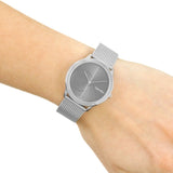 Buy Shop Calvin Klein Minimal Black Dial Silver Mesh Bracelet Watch for Women - K3M22123 USA Online