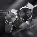 Buy Shop Calvin Klein Minimal Black Dial Silver Mesh Bracelet Watch for Women - K3M22123 USA Online