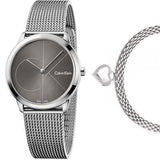 Buy Shop Calvin Klein Minimal Black Dial Silver Mesh Bracelet Watch for Women - K3M22123 USA Online