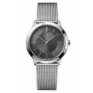 Buy Shop Calvin Klein Minimal Black Dial Silver Mesh Bracelet Watch for Women - K3M22123 USA Online