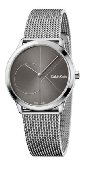 Buy Shop Calvin Klein Minimal Black Dial Silver Mesh Bracelet Watch for Women - K3M22123 USA Online