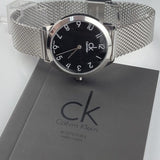 Buy Shop Calvin Klein Minimal Black Dial Silver Mesh Bracelet Watch for Women - K3M52151 USA Online