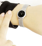 Buy Shop Calvin Klein Minimal Black Dial Silver Mesh Bracelet Watch for Women - K3M53151 USA Online