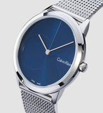 Buy Shop Calvin Klein Minimal Blue Dial Silver Mesh Bracelet Watch for Men - K3M2112N USA Online