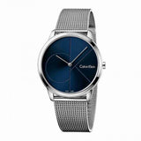 Buy Shop Calvin Klein Minimal Blue Dial Silver Mesh Bracelet Watch for Men - K3M2112N USA Online
