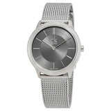 Buy Shop Calvin Klein Minimal Grey Dial Silver Mesh Bracelet Watch for Men - K3M22124 USA Online