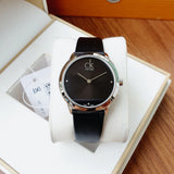 Buy Shop Calvin Klein Minimal Diamonds Black Dial Black Leather Strap Watch for Men - K3M211CS USA Online