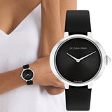 Buy Shop Calvin Klein Minimal Diamonds Black Dial Black Leather Strap Watch for Men - K3M211CS USA Online