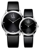 Buy Shop Calvin Klein Minimal Diamonds Black Dial Black Leather Strap Watch for Men - K3M211CS USA Online
