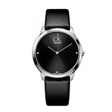 Buy Shop Calvin Klein Minimal Diamonds Black Dial Black Leather Strap Watch for Men - K3M211CS USA Online