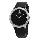 Buy Shop Calvin Klein Minimal Diamonds Black Dial Black Leather Strap Watch for Men - K3M211CS USA Online