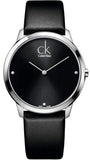 Buy Shop Calvin Klein Minimal Diamonds Black Dial Black Leather Strap Watch for Men - K3M211CS USA Online