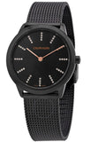 Buy Shop Calvin Klein Minimal Diamonds Black Dial Black Mesh Bracelet Watch for Women - K3M22X2X USA Online