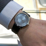 Buy Shop Calvin Klein Minimal Grey Dial Black Leather Strap Watch for Men - K3M221C4 USA Online