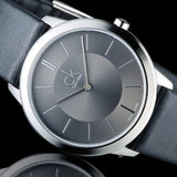 Buy Shop Calvin Klein Minimal Grey Dial Black Leather Strap Watch for Men - K3M221C4 USA Online