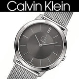 Buy Shop Calvin Klein Minimal Grey Dial Silver Mesh Bracelet Watch for Men - K3M21124 USA Online