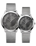 Buy Shop Calvin Klein Minimal Grey Dial Silver Mesh Bracelet Watch for Men - K3M21124 USA Online