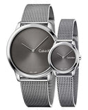 Buy Shop Calvin Klein Minimal Grey Dial Silver Mesh Bracelet Watch for Men - K3M211Y3 USA Online