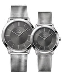 Buy Shop Calvin Klein Minimal Grey Dial Silver Mesh Bracelet Watch for Men - K3M22124 USA Online
