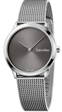 Buy Shop Calvin Klein Minimal Grey Dial Silver Mesh Bracelet Watch for Men - K3M22124 USA Online