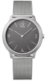Buy Shop Calvin Klein Minimal Grey Dial Silver Mesh Bracelet Watch for Men - K3M51154 USA Online