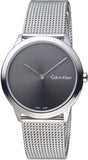 Buy Shop Calvin Klein Minimal Grey Dial Silver Mesh Bracelet Watch for Women - K3M221Y3 USA Online