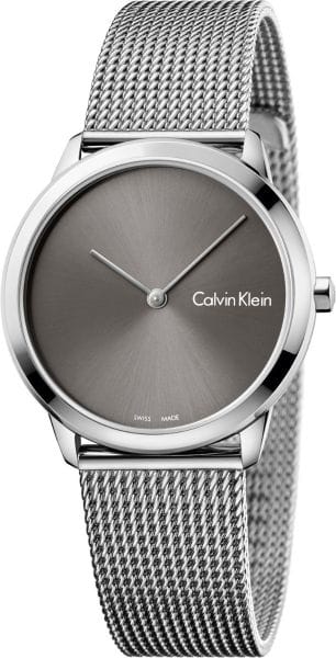 Buy Shop Calvin Klein Minimal Grey Dial Silver Mesh Bracelet Watch for Women - K3M221Y3 USA Online