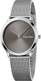Buy Shop Calvin Klein Minimal Grey Dial Silver Mesh Bracelet Watch for Women - K3M221Y3 USA Online