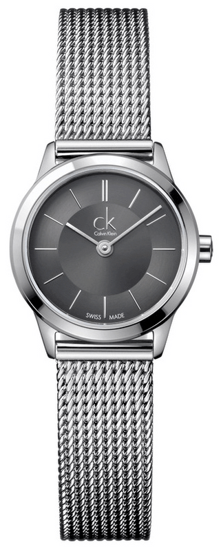 Buy Shop Calvin Klein Minimal Grey Dial Silver Mesh Bracelet Watch for Women - K3M23124 USA Online