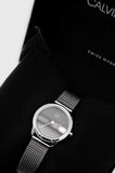 Buy Shop Calvin Klein Minimal Grey Dial Silver Mesh Bracelet Watch for Women - K3M2312X USA Online