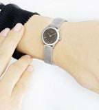 Buy Shop Calvin Klein Minimal Grey Dial Silver Mesh Bracelet Watch for Women - K3M53154 USA Online