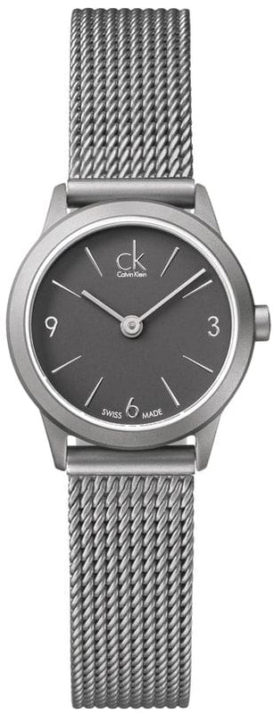 Buy Shop Calvin Klein Minimal Grey Dial Silver Mesh Bracelet Watch for Women - K3M53154 USA Online