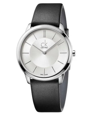 Buy Shop Calvin Klein Minimalist White Dial Black Leather Strap Watch for Men - K3M211C6 USA Online