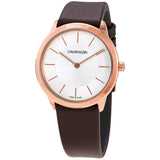 Buy Shop Calvin Klein Minimal White Dial Brown Leather Strap Watch for Women - K3M226G6 USA Online