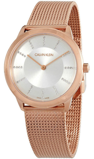 Buy Shop Calvin Klein Minimal White Dial Rose Gold Mesh Bracelet Watch for Women - K3M22Y2X USA Online