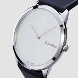 Buy Shop Calvin Klein Minimal Silver Dial Black Leather Strap Watch for Men - K3M211CY USA Online