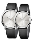 Buy Shop Calvin Klein Minimal Silver Dial Black Leather Strap Watch for Men - K3M211CY USA Online